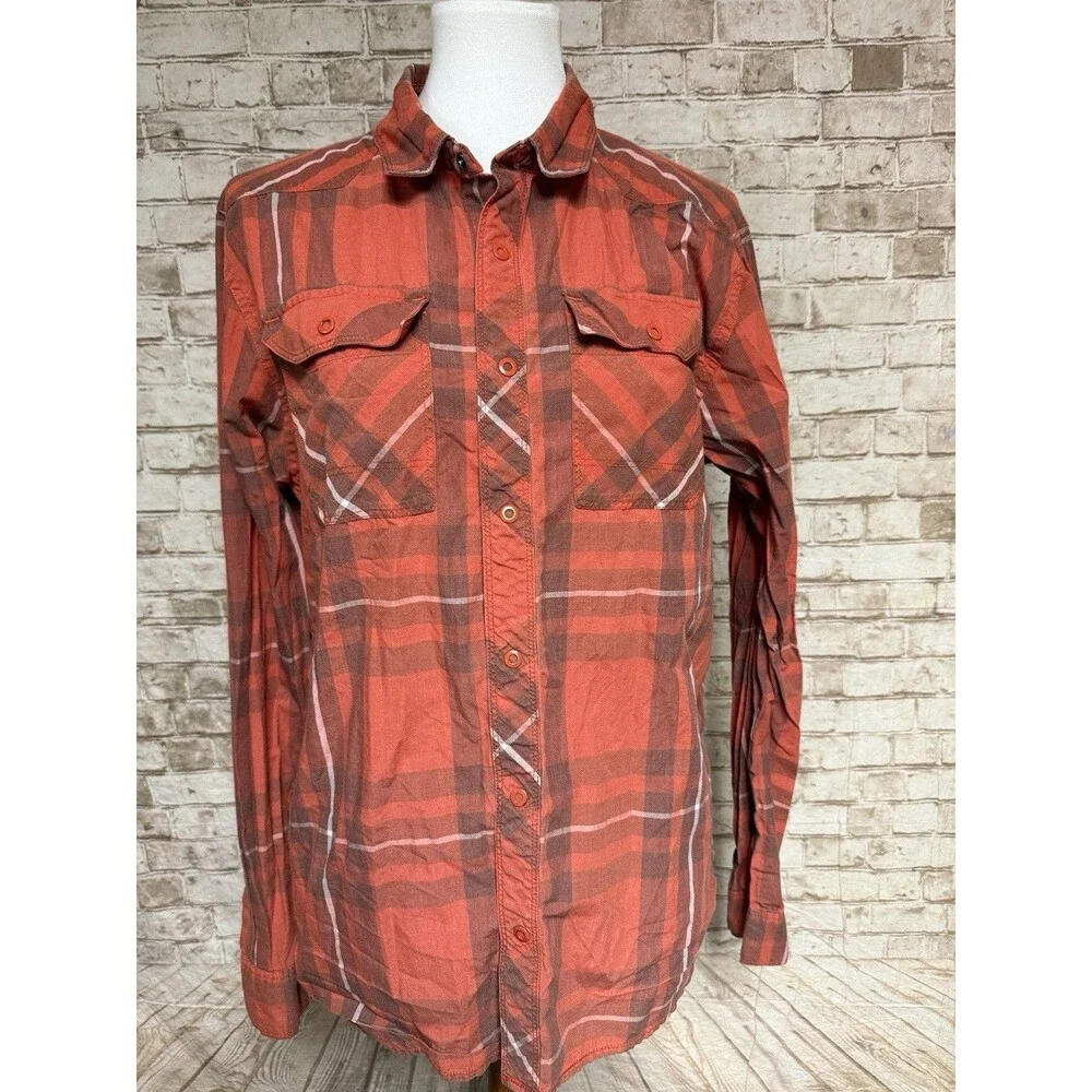 North Face Shirt Mens Medium‎ Long Sleeve Button Front Plaid Lightweight Pocket